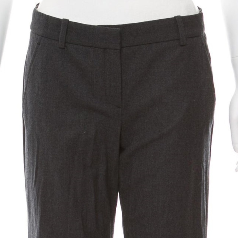 THEORY Charcoal Wool-Blend Mid-Rise Wide-Leg Tailored Dress Pants Size 4 - Picture 5 of 15